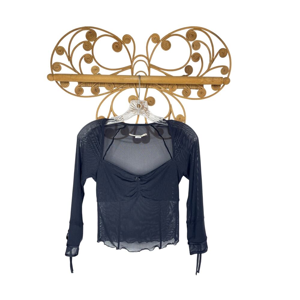 Urban Outfitters Kimchi Blue Chloe Sheer Blouse Black M